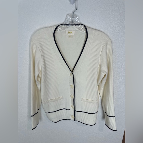 Maeve Cream Button-Up Cardigan size mp - Picture 2 of 7